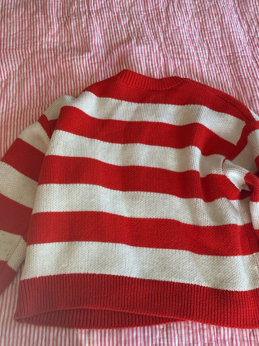 Zara Red and White Striped Button-Front Cardigan - Picture 4 of 4